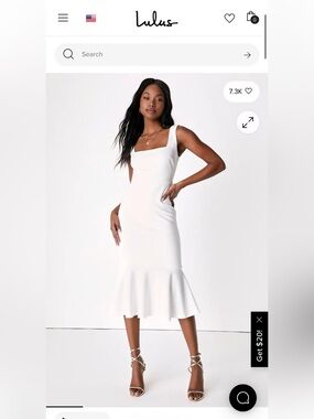 Lulus White Moment Maker trumpet midi dress